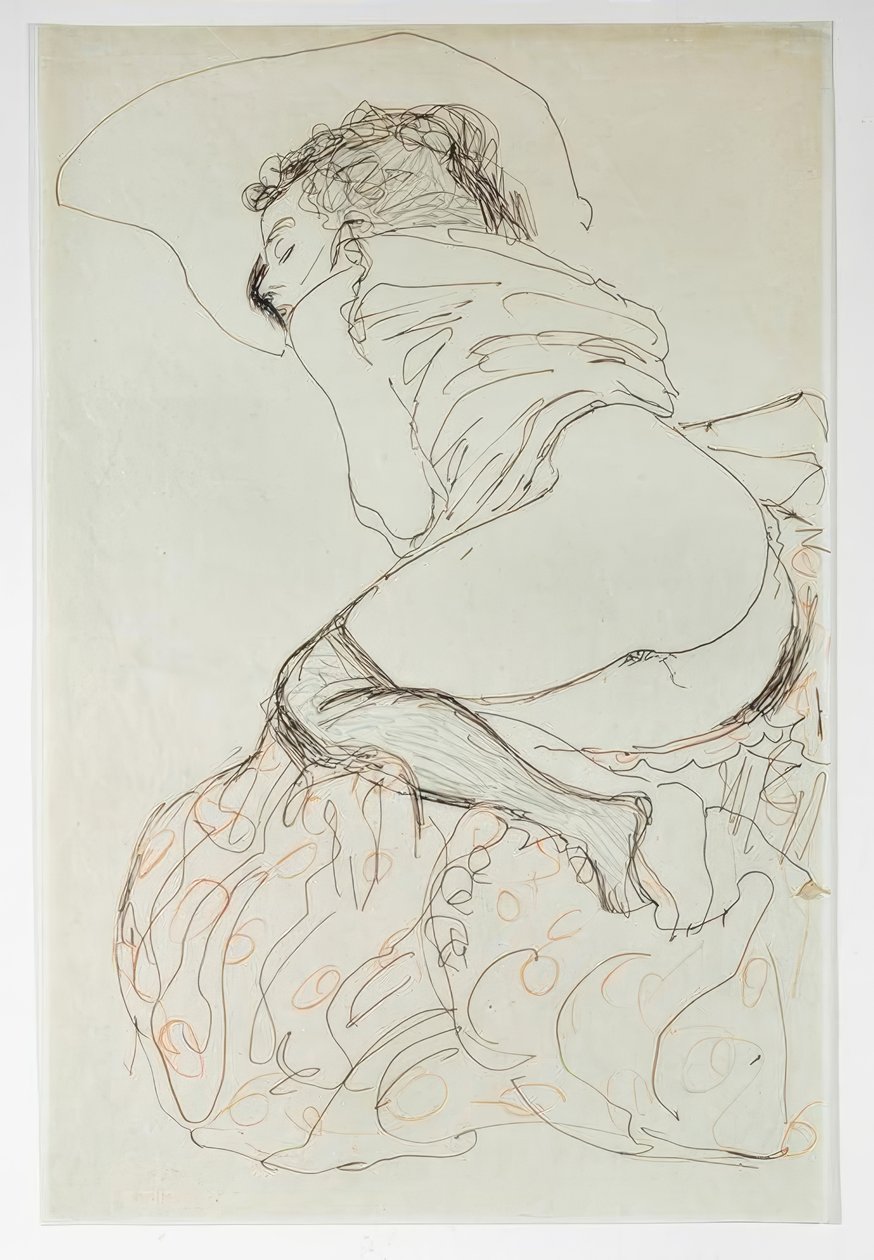 Ležící polonahá žena, otočená doleva od Gustav Klimt