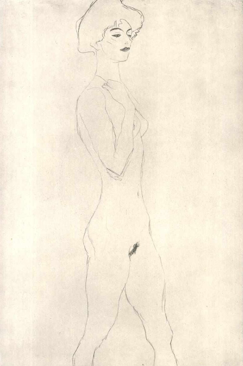 Kráčící s červenými rty od Gustav Klimt