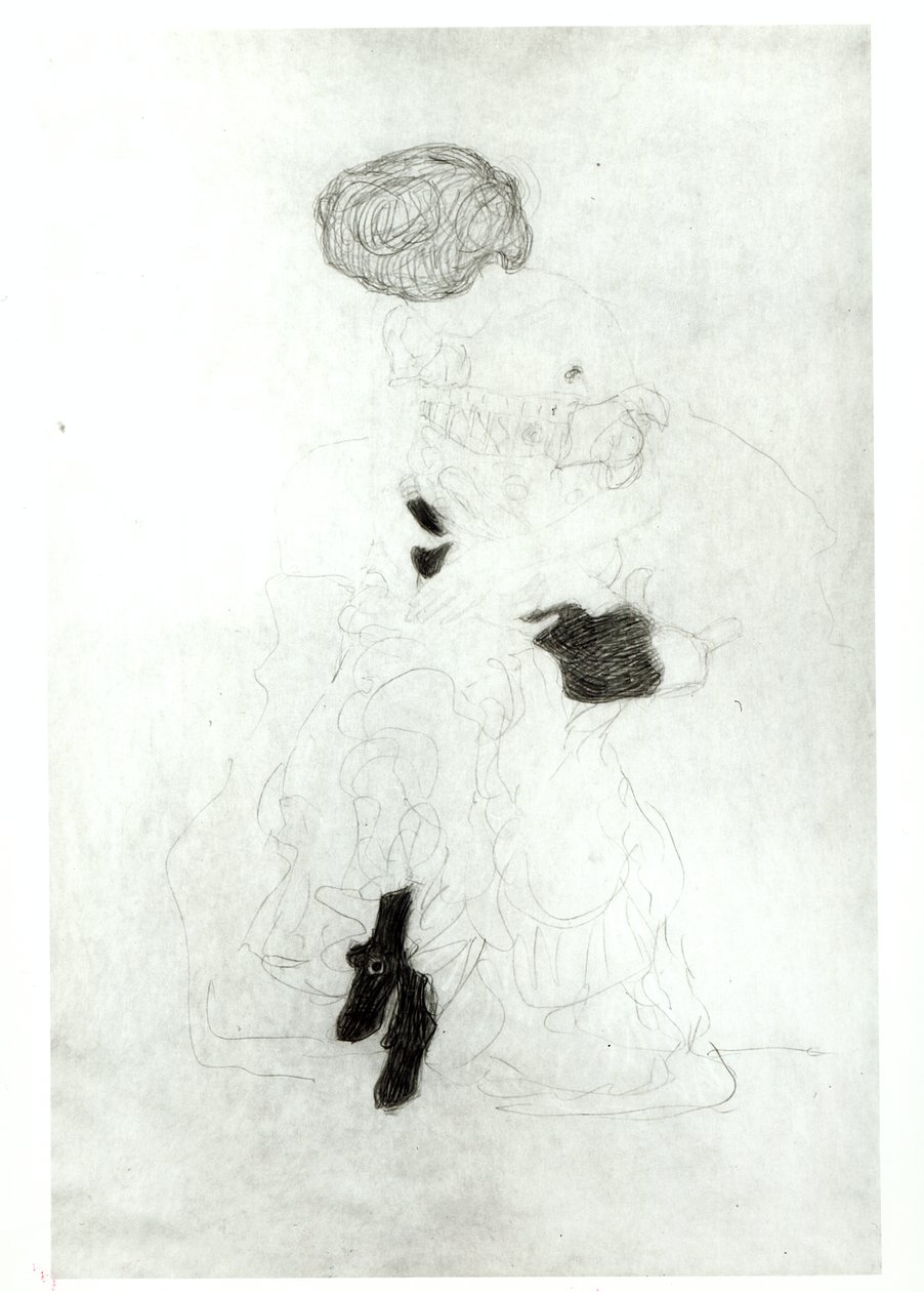 Sedící žena, (tužka s bílou křídou na papíře) od Gustav Klimt
