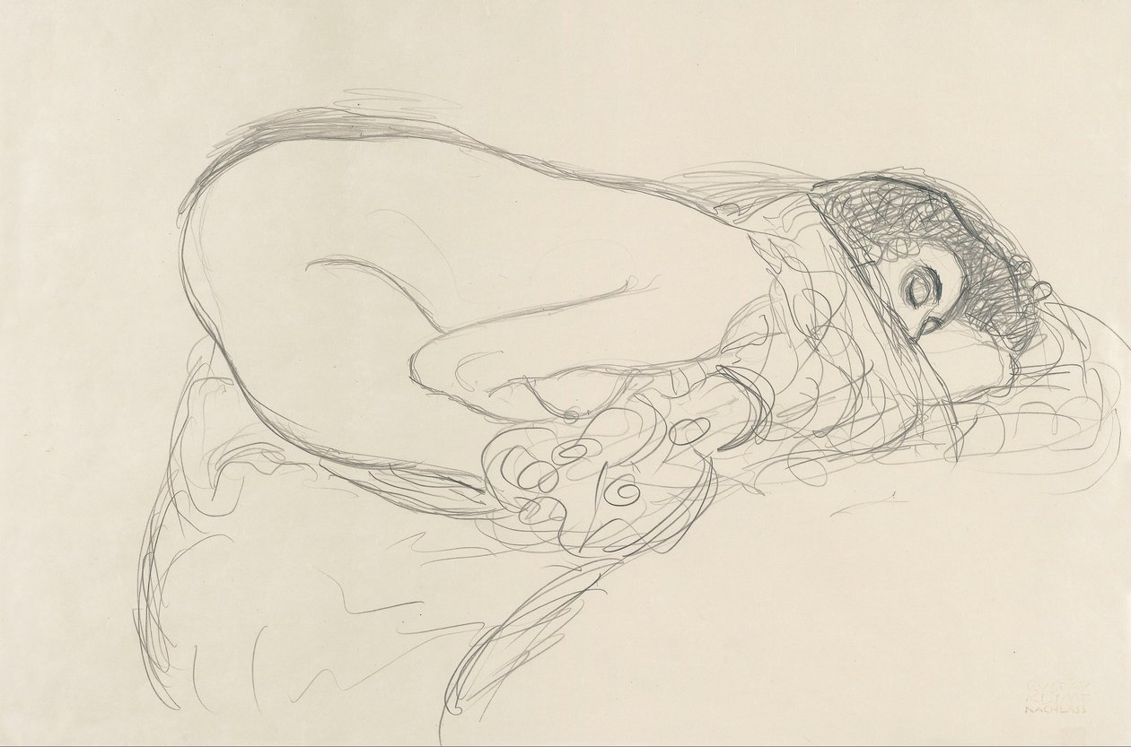 Polonahá předklon (přípravné práce pro malířskou ledu) od Gustav Klimt