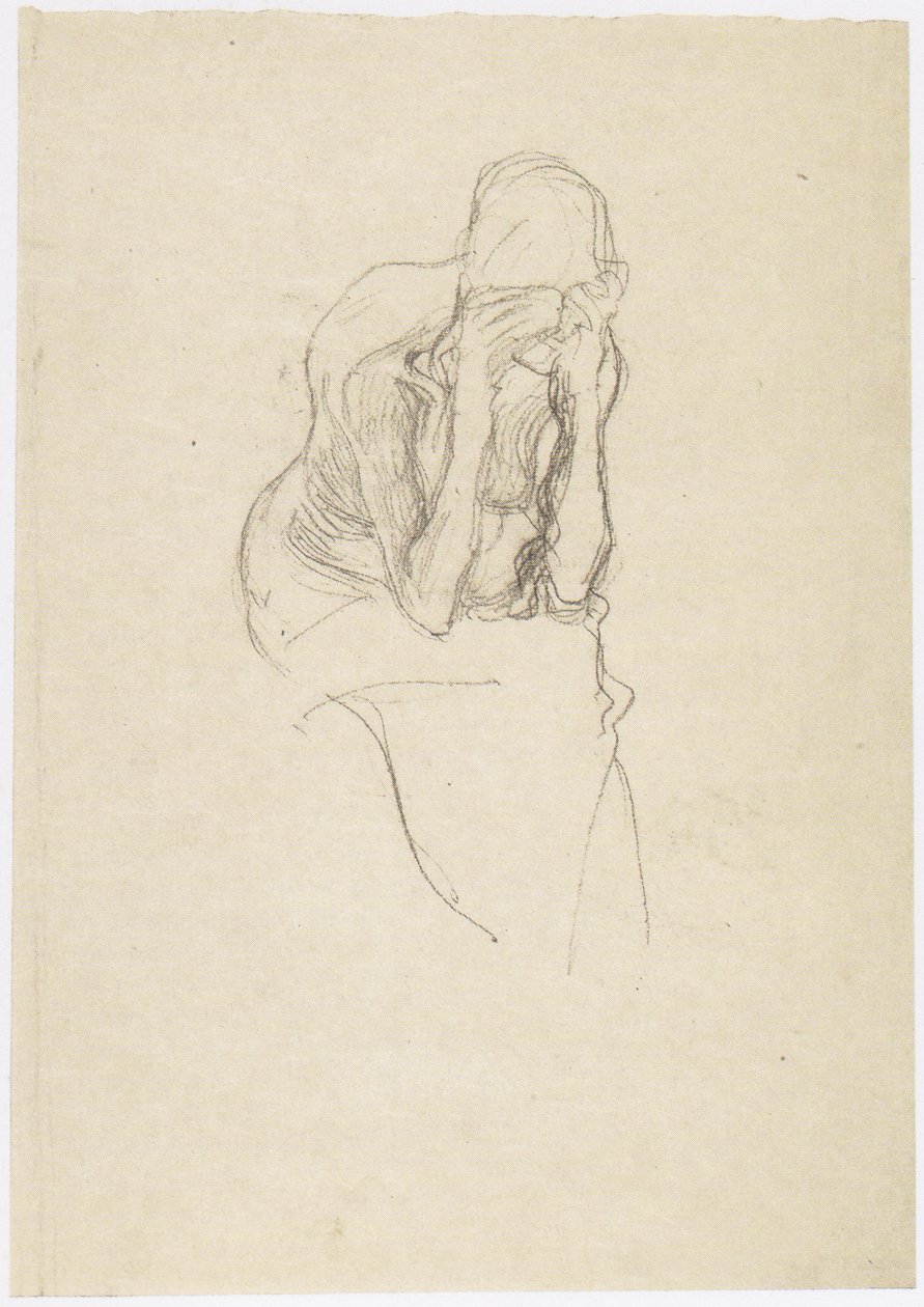 Sedící půlka staré ženy mírně vpravo od Gustav Klimt