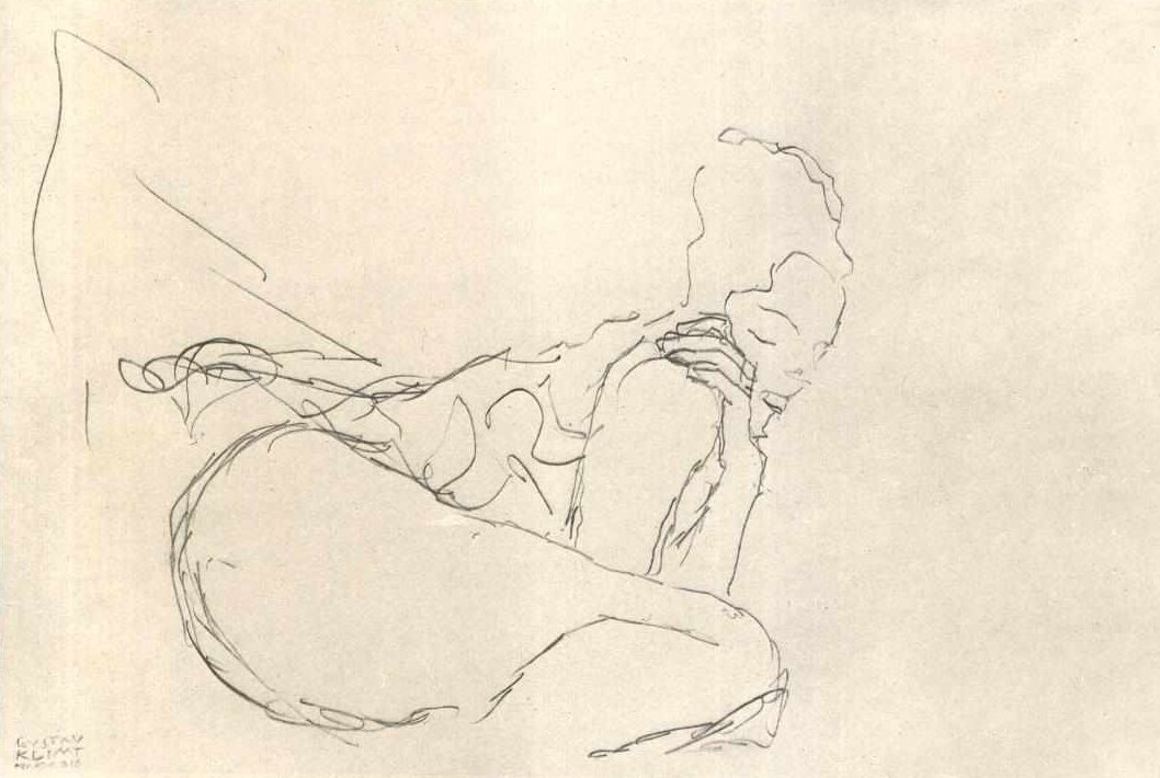 Poločas sedí vpravo od Gustav Klimt