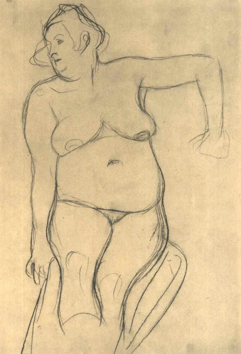 Sedící ženská akt zepředu od Gustav Klimt