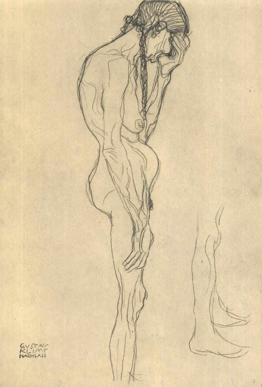 Stojící stará žena v profilu vlevo od Gustav Klimt