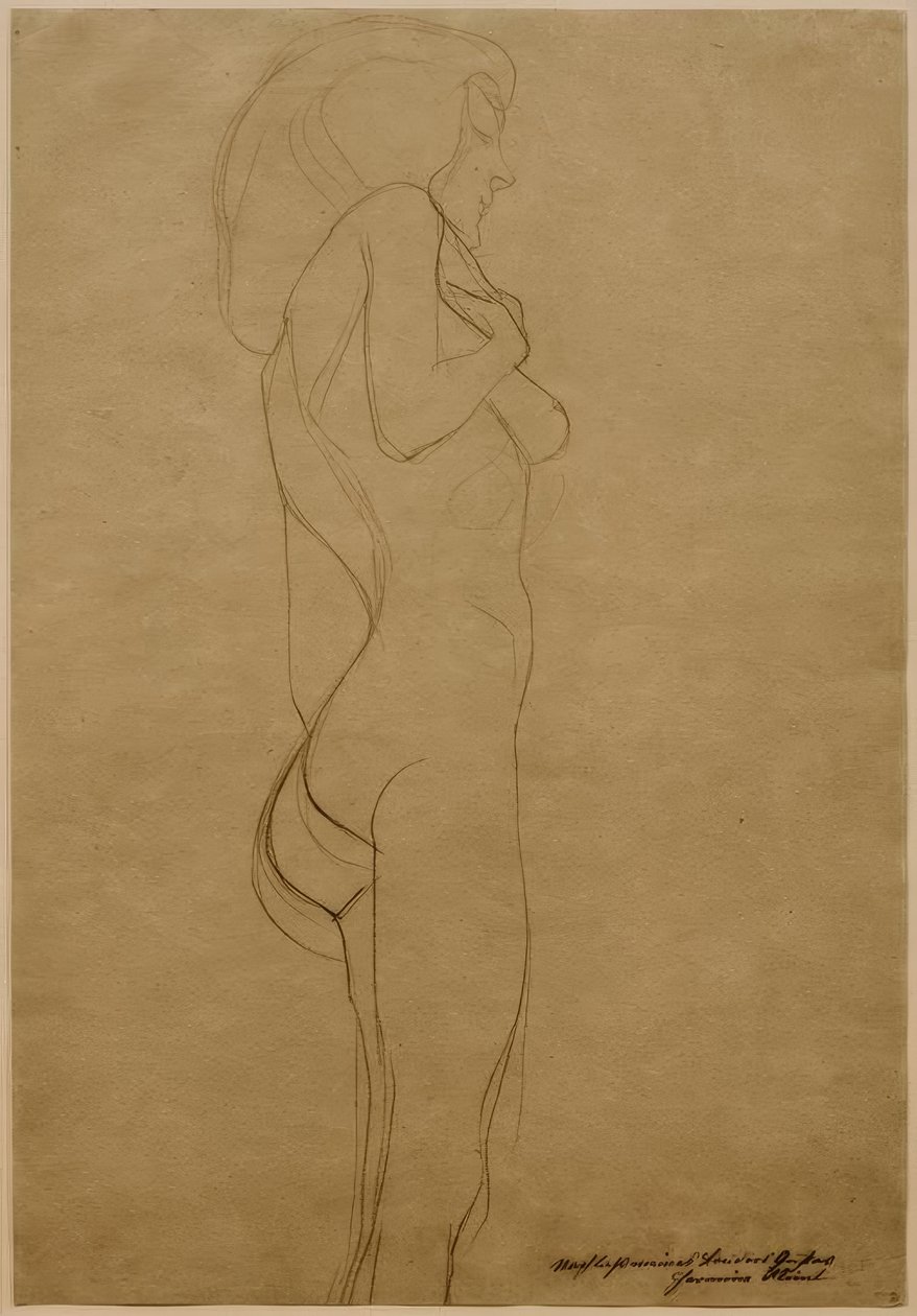 Stojící ženský akt vpravo (studie) od Gustav Klimt
