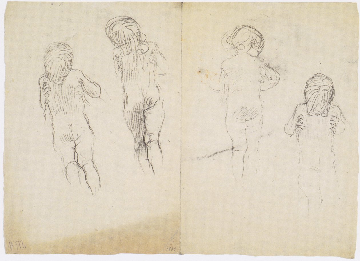Čtyři studie dítěte drženého oběma rukama od Gustav Klimt