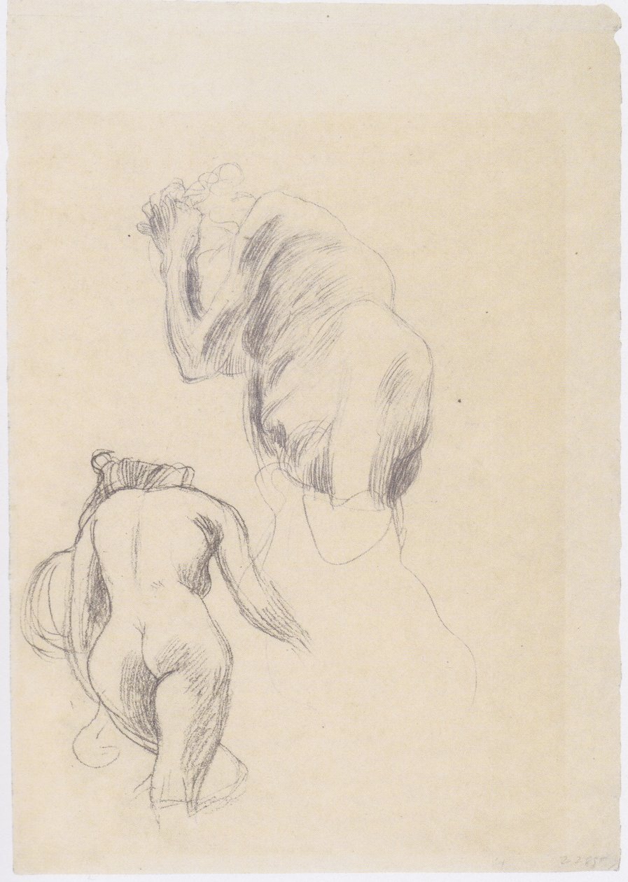 Ženská akt zezadu, zoufalý stařík od Gustav Klimt