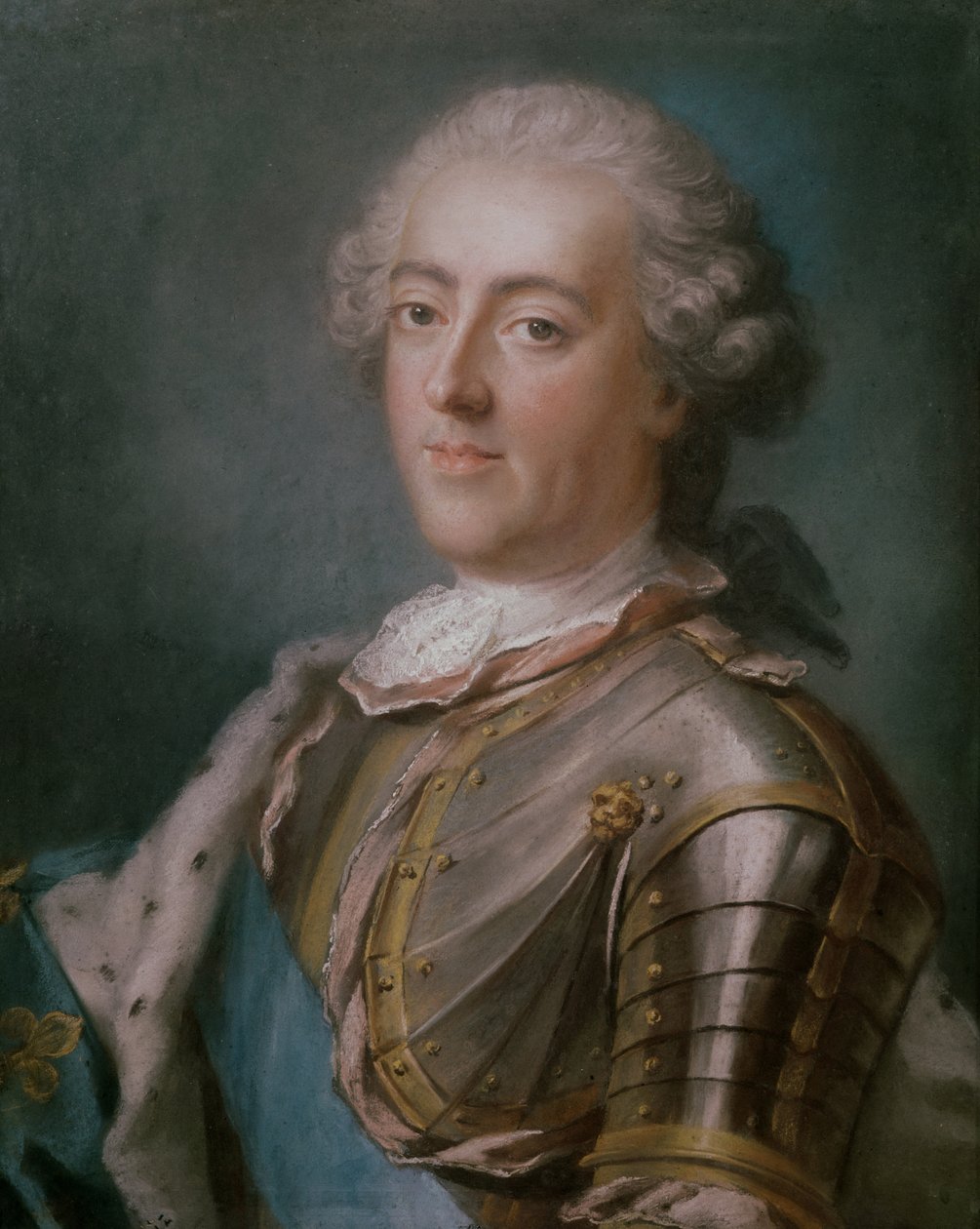 Portrét Ludvíka XV (1710-74) francouzského krále (pastel na papíře) (viz pár 173609) od Gustaf Lundberg