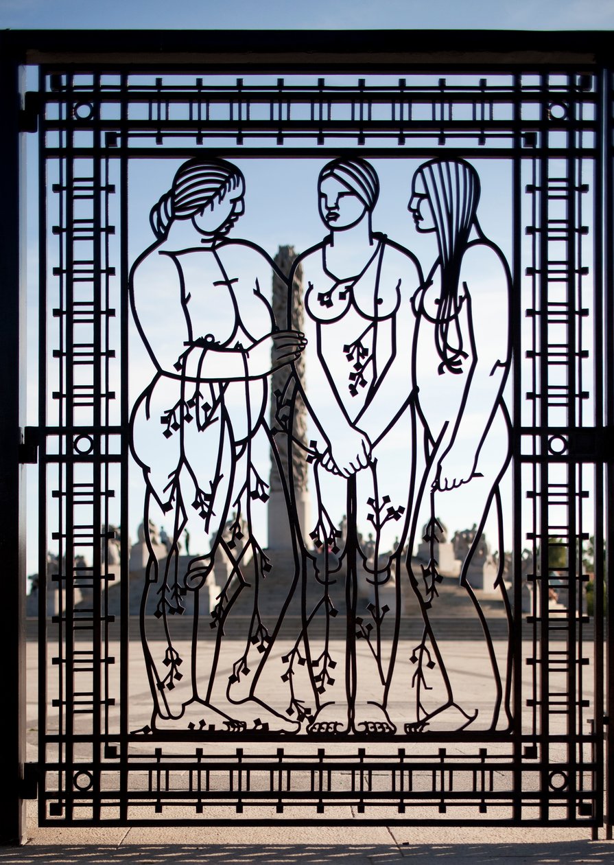 Vstupní brána do parku soch, tři ženy (železo) (viz také 346459) od Gustav Vigeland