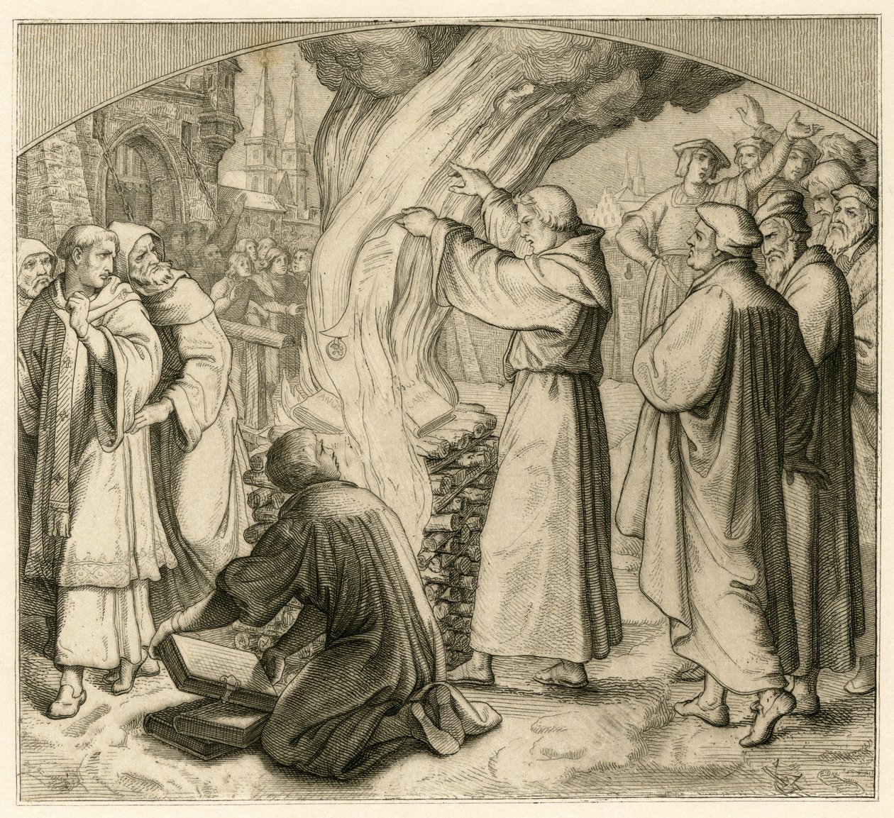 Martin Luther pálí bulu exkomunikace od Gustav Ferdinand Leopold Konig