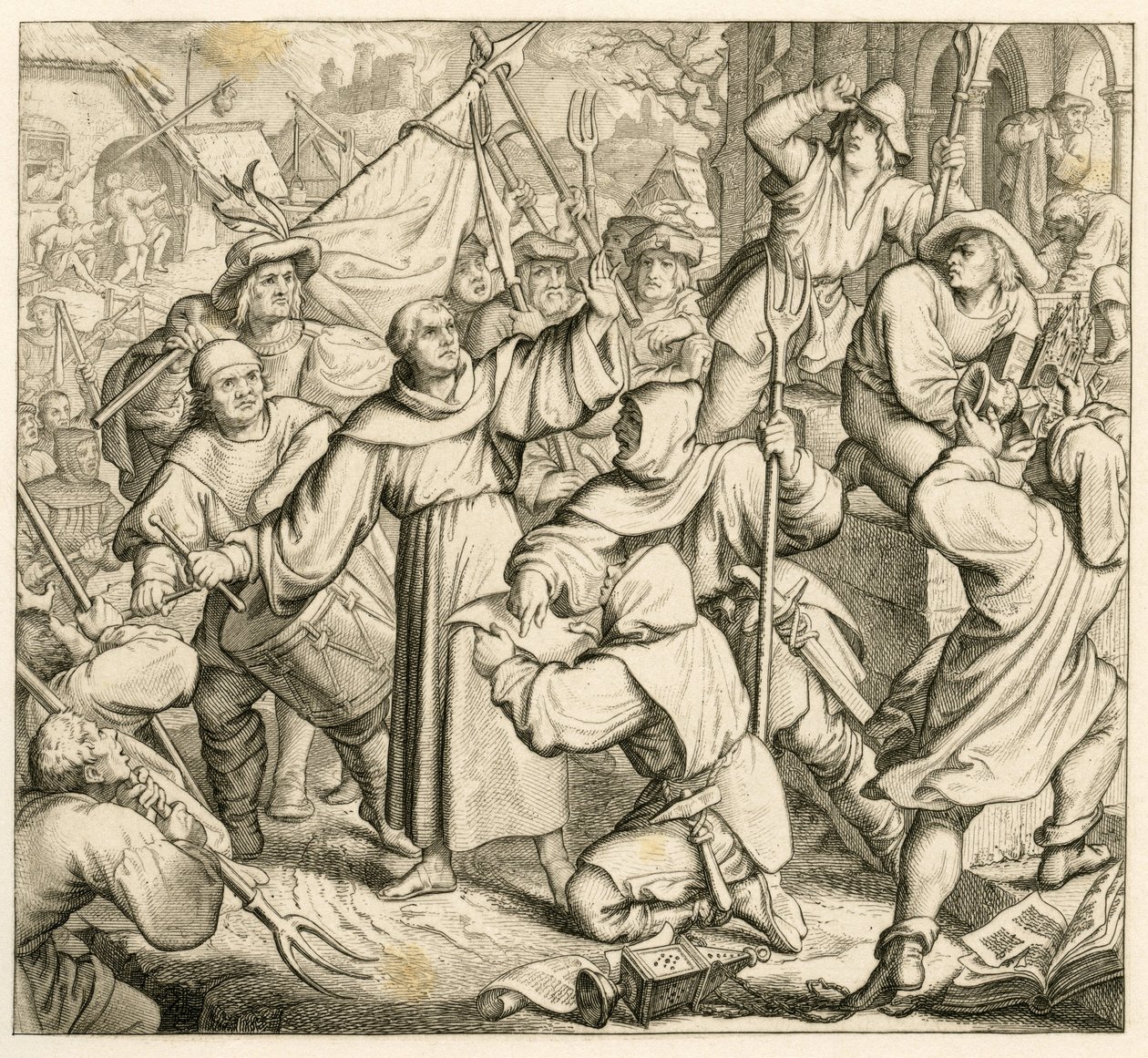 Martin Luther káže v Seeburgu proti rolnické válce od Gustav Ferdinand Leopold Konig