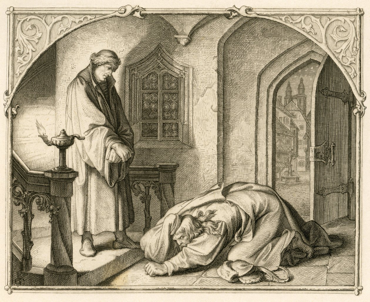 Martin Luther spolu s lupičem Hansem Kohlhasem (1500-1540) od Gustav Ferdinand Leopold Konig