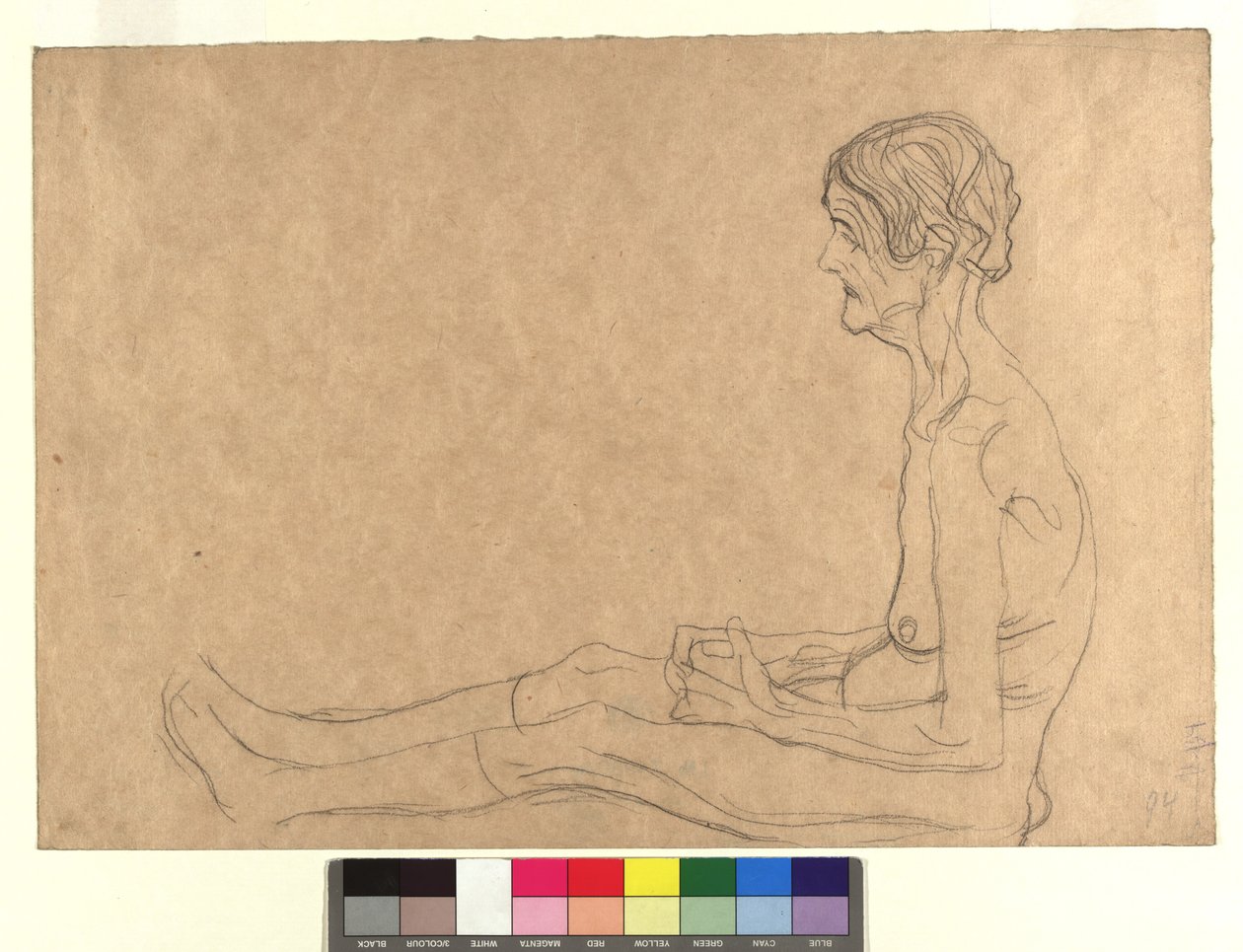 Aktstudie einer sitzenden alten Frau od Gustav Klimt