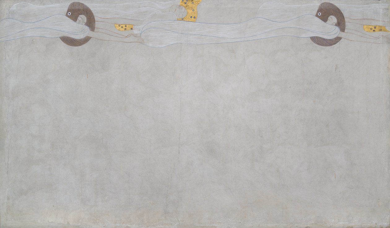 Beethovenův vlys: Touha po štěstí - Talíř 4, levá dlouhá stěna od Gustav Klimt