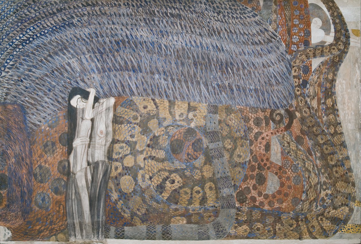 Beethovenův vlys: Nepřátelské síly - panel 2, přední stěna od Gustav Klimt