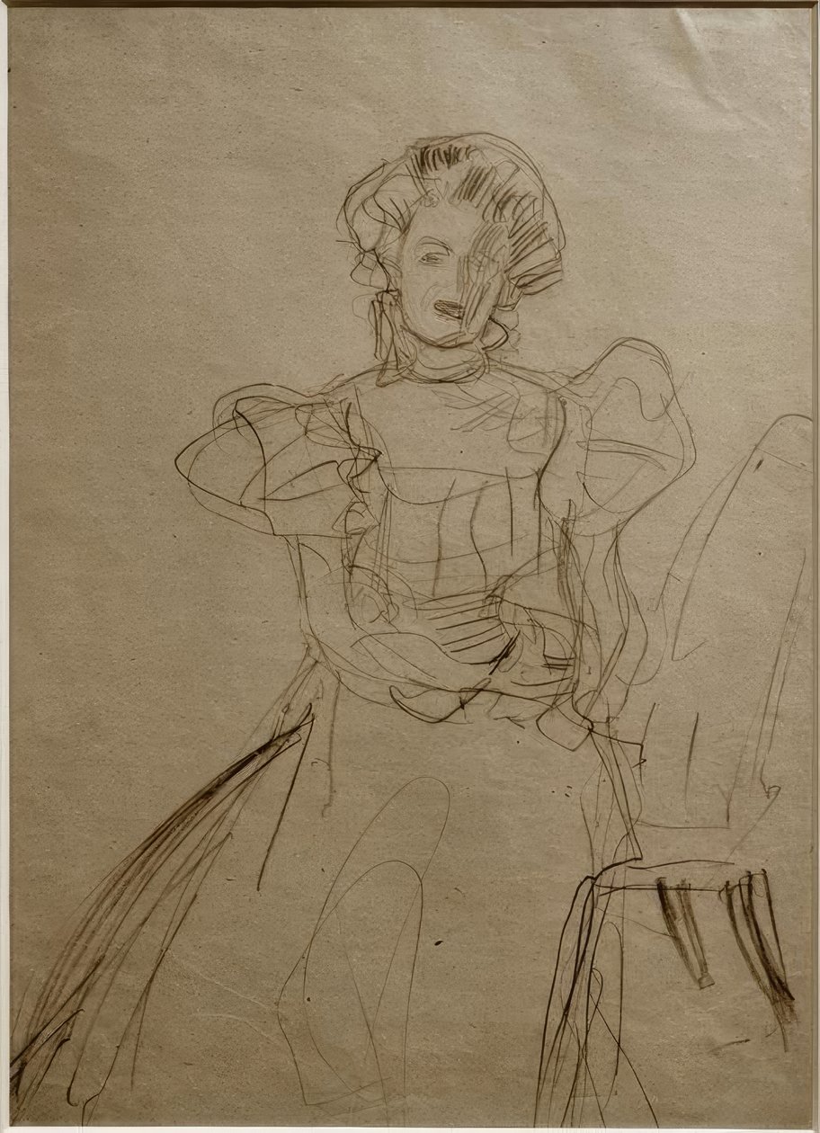 Portrét Sonji Knipsové - sedící v křesle zepředu od Gustav Klimt