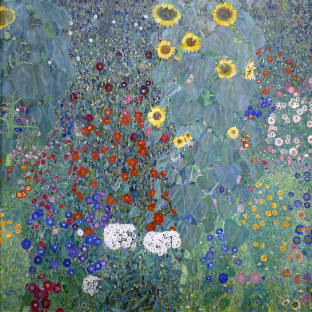 Chata zahrada s květy slunce od Gustav Klimt