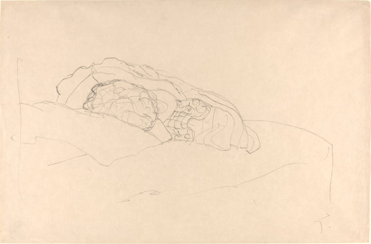 Stočená dívka na posteli od Gustav Klimt