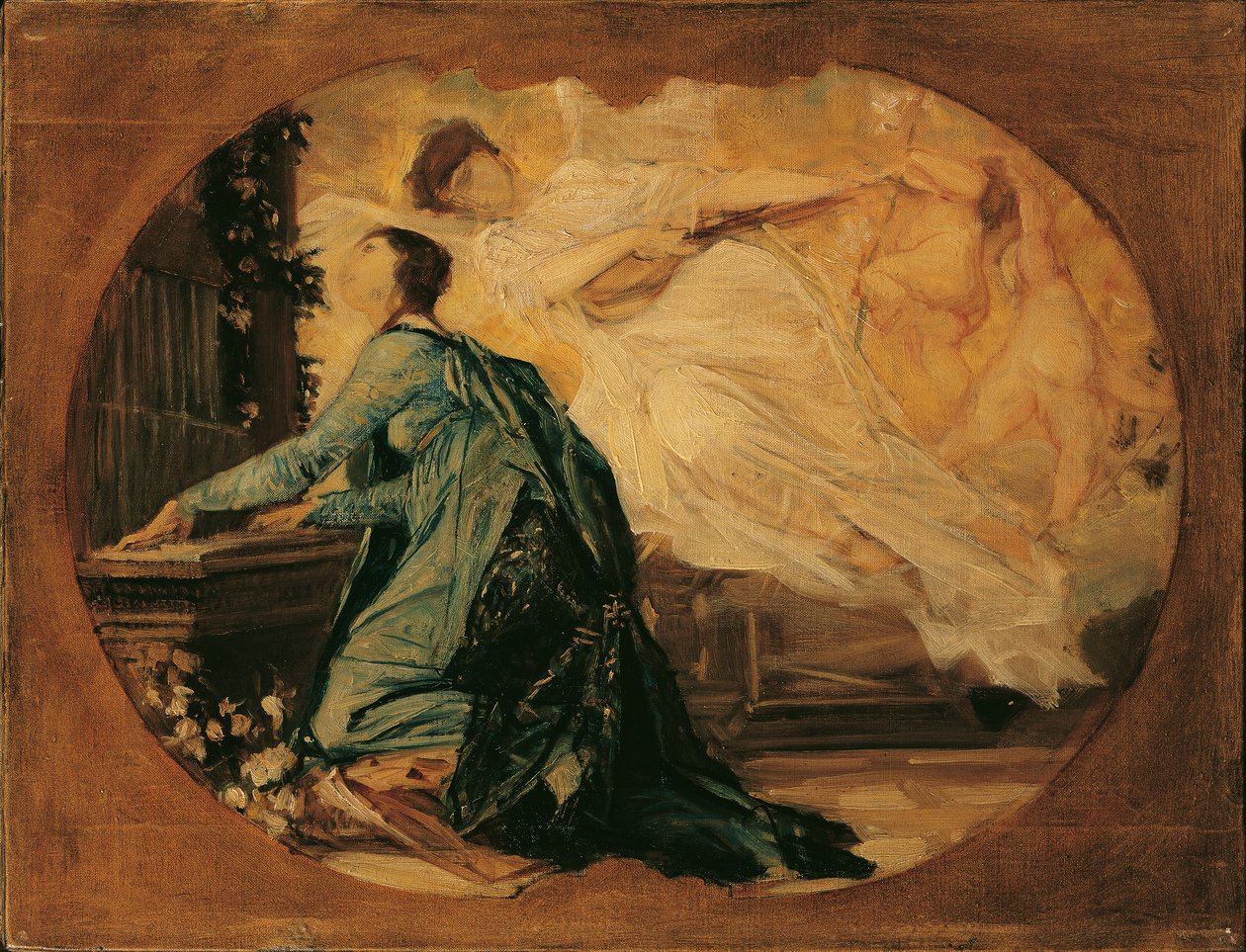 Návrh na alegorii hudby (varhaník) od Gustav Klimt