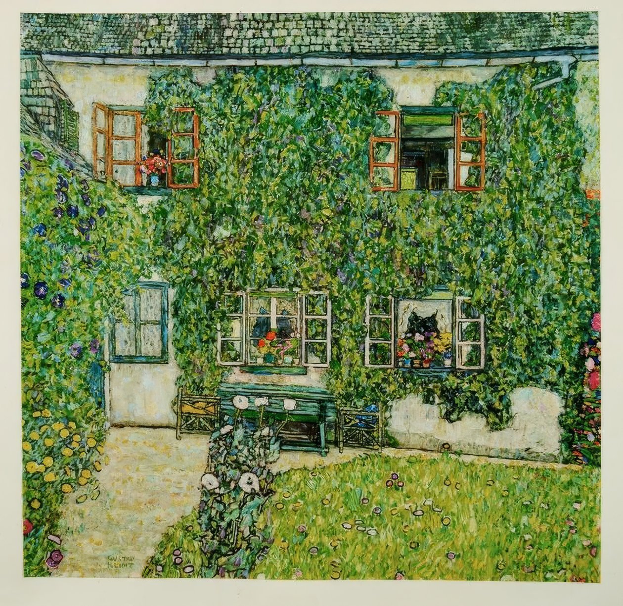 Lesnická chata, jezero Attersee od Gustav Klimt