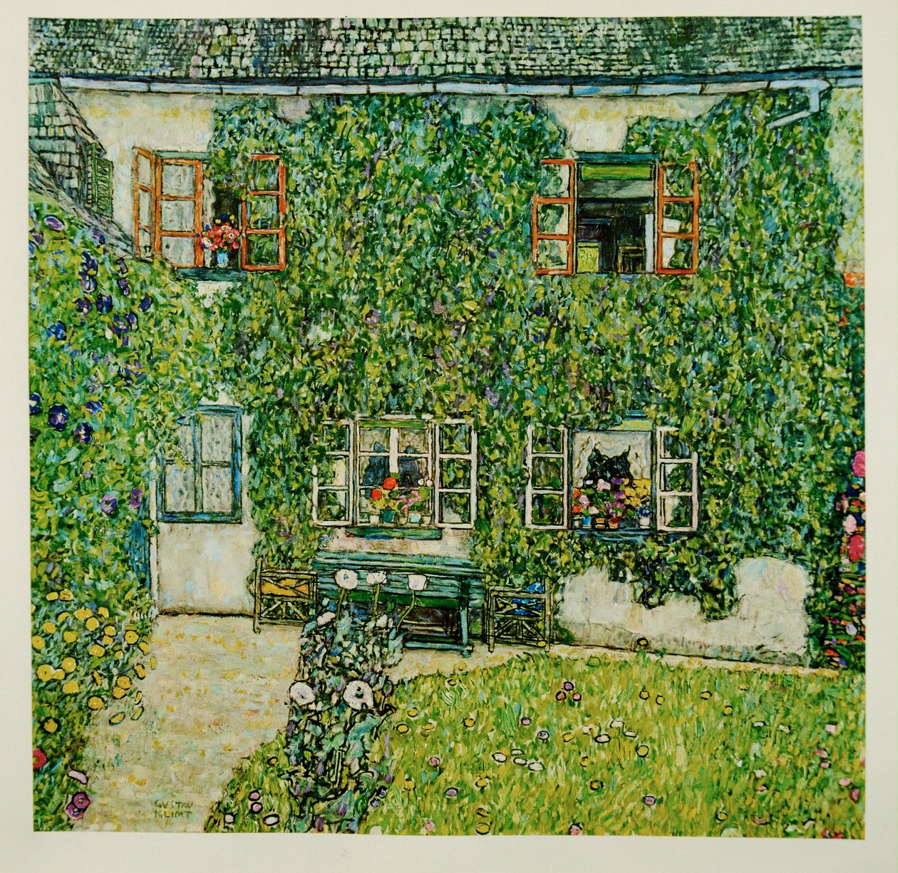 Lesnický dům ve Weissenbachu u jezera Attersee-Lake od Gustav Klimt