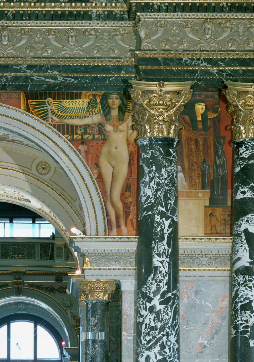 Freska ve vídeňském Uměleckohistorickém muzeu, Egyptské umění, detail kolem roku 1891 (freska) od Gustav Klimt