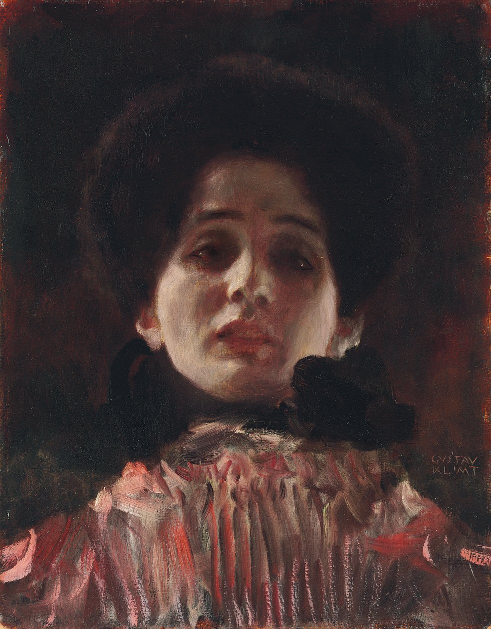 Celoobličejový portrét dámy; Damenbildnis vpředu, kolem roku 1898 od Gustav Klimt