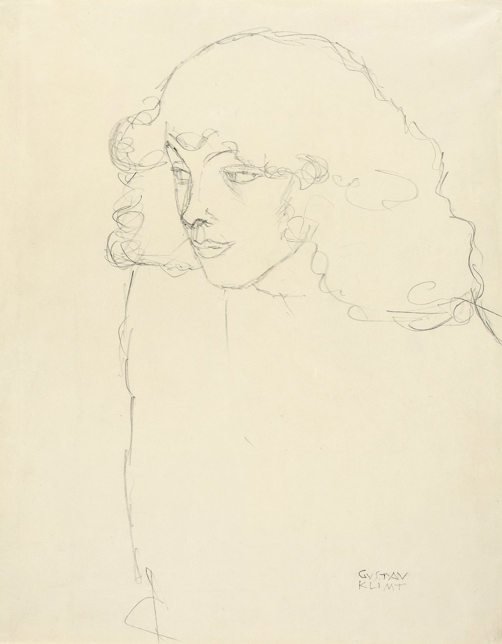 Poloviční portrét dívky ve tříčtvrtečním profilu zleva od Gustav Klimt
