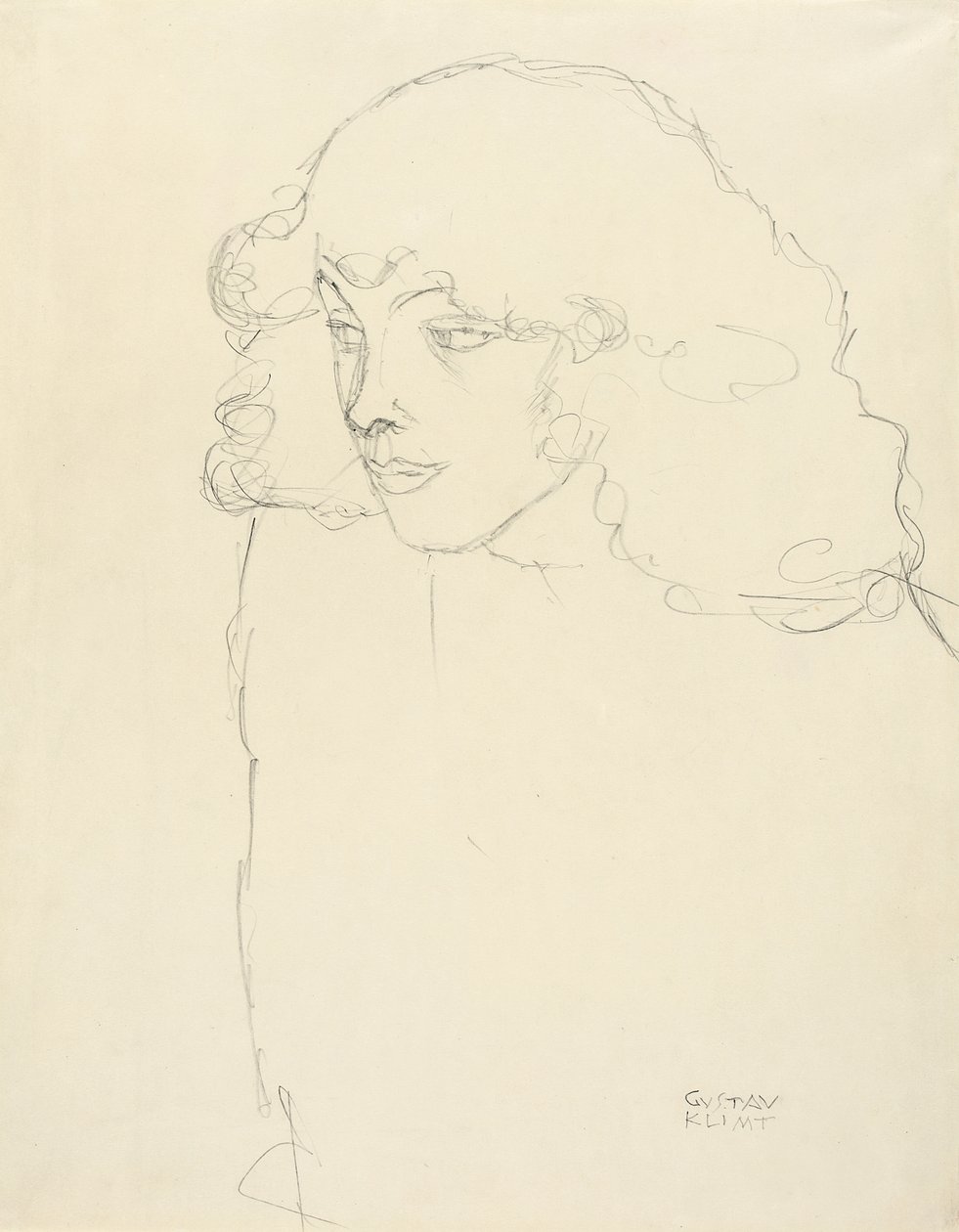Polodlouhý portrét dívky ve tříčtvrtečním profilu, 1913 od Gustav Klimt