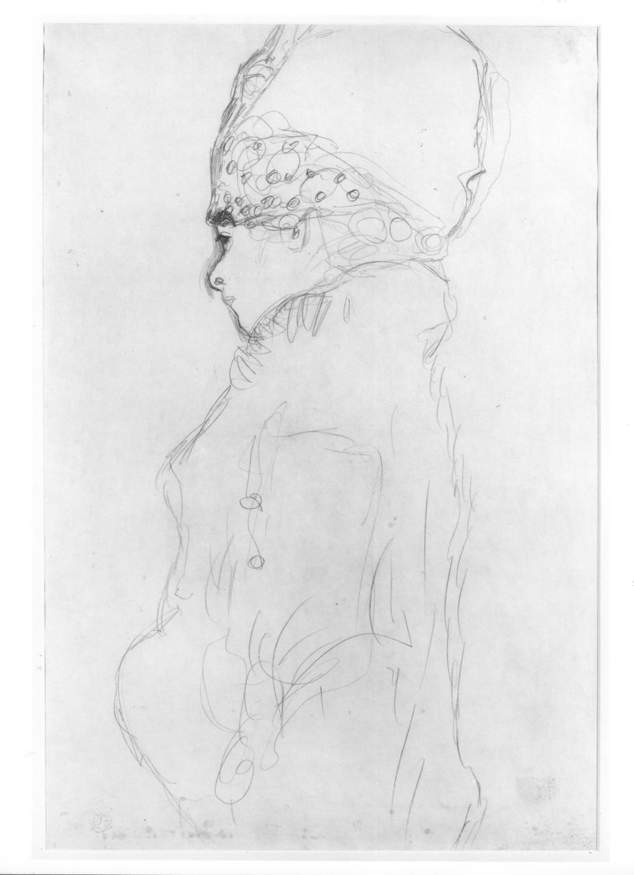 Dáma s vysokým kloboukem, kolem roku 1917, od Gustav Klimt
