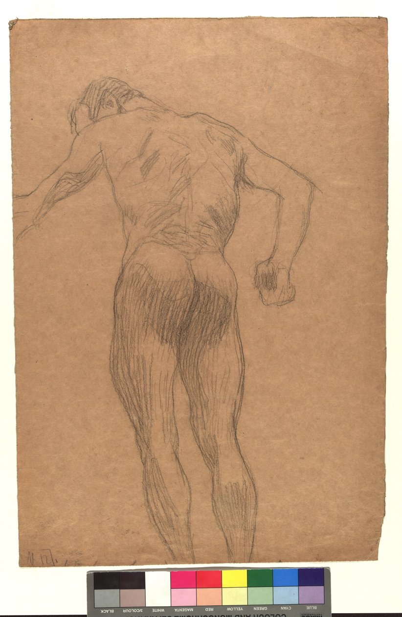 Männlicher Rückenakt in Untersicht od Gustav Klimt