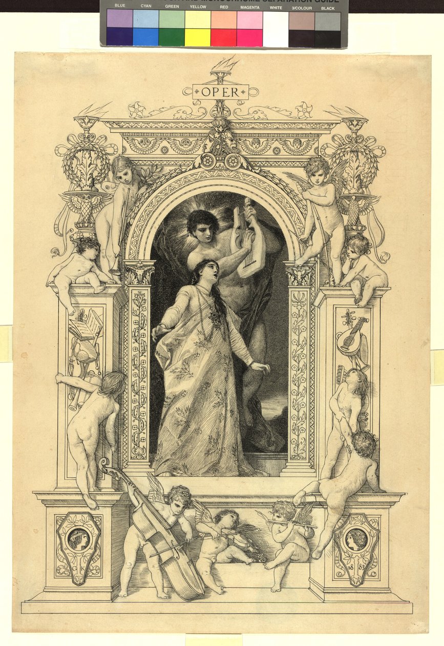 Oper (Vorlage für: Gerlach & Schenk, Allegorien und Embleme Bd. 1 Nr. 64a) od Gustav Klimt