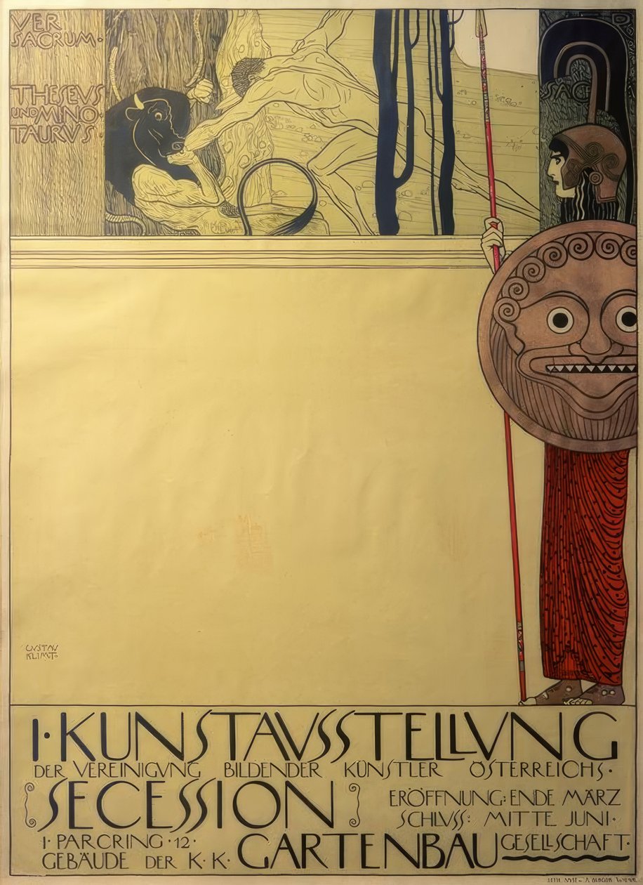 Plakát k 1. výstavě Secese (cenzurováno) od Gustav Klimt