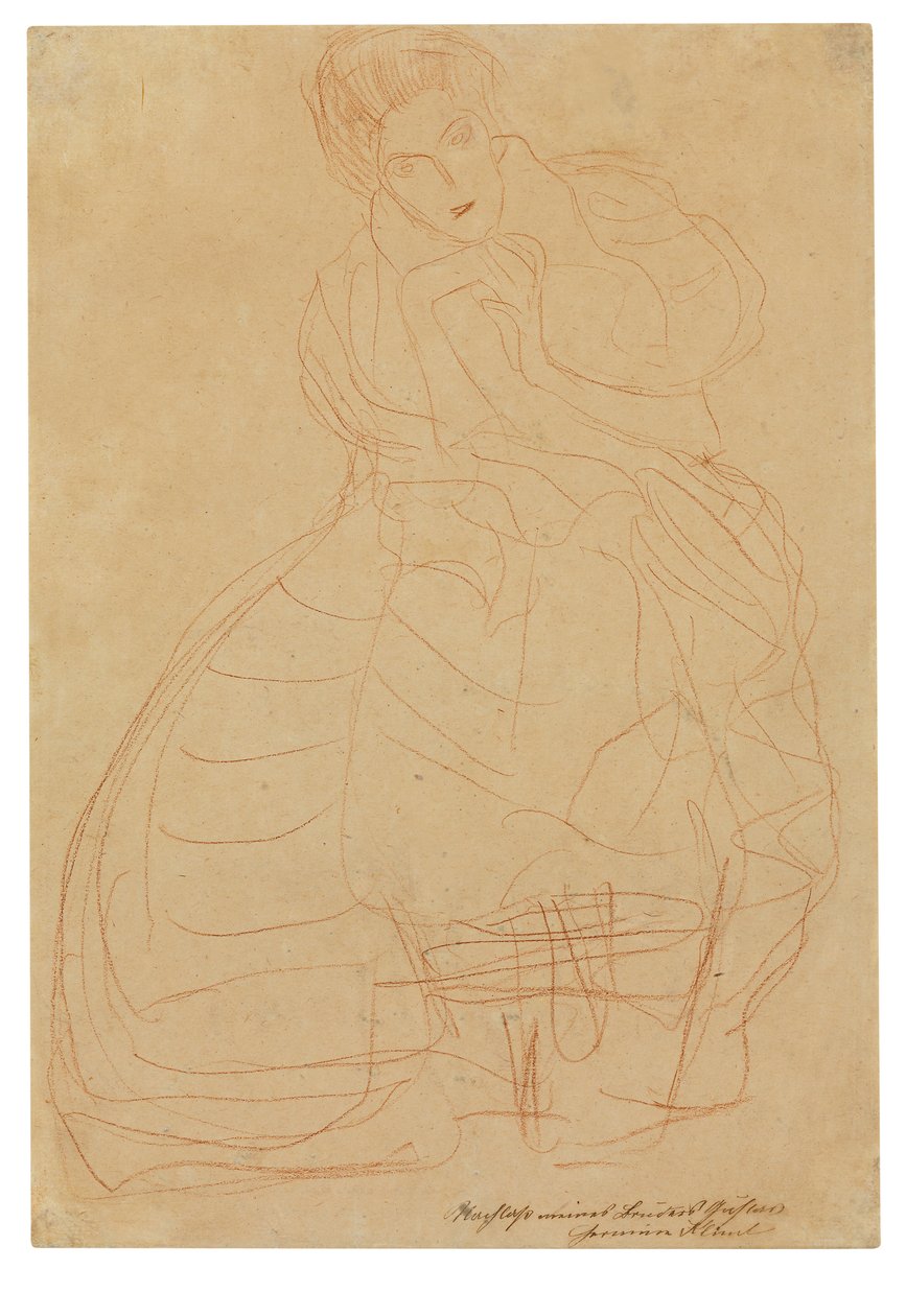 Portrét Adele Bloch-Bauerové. Kostýmní studie s rukama drženýma ve tvaru podkovy od Gustav Klimt