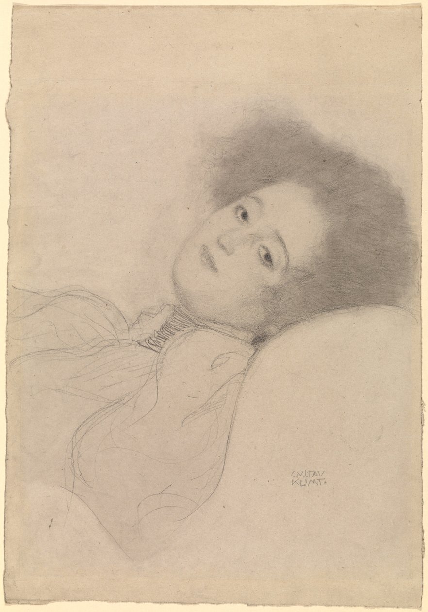 Portrét ležící mladé ženy od Gustav Klimt