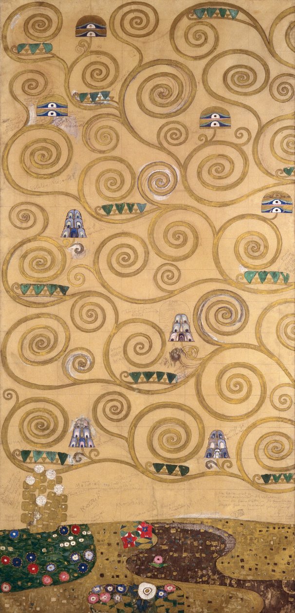 Skici k vlysu pro Palais Stoclet v Bruselu (akvarel a tužka na papíře) od Gustav Klimt