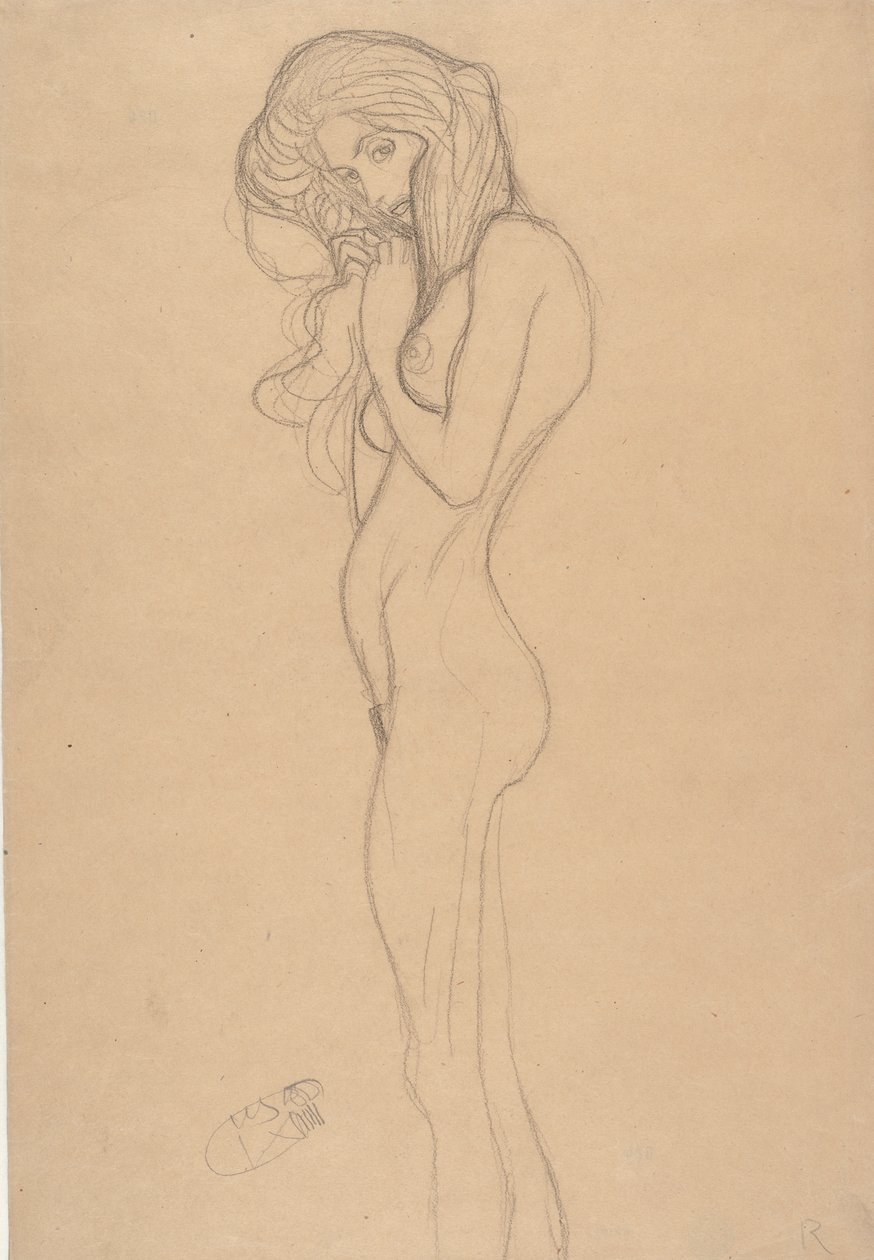 Stálá studie ženského aktu pro Beethovenův vlys, 1901. od Gustav Klimt