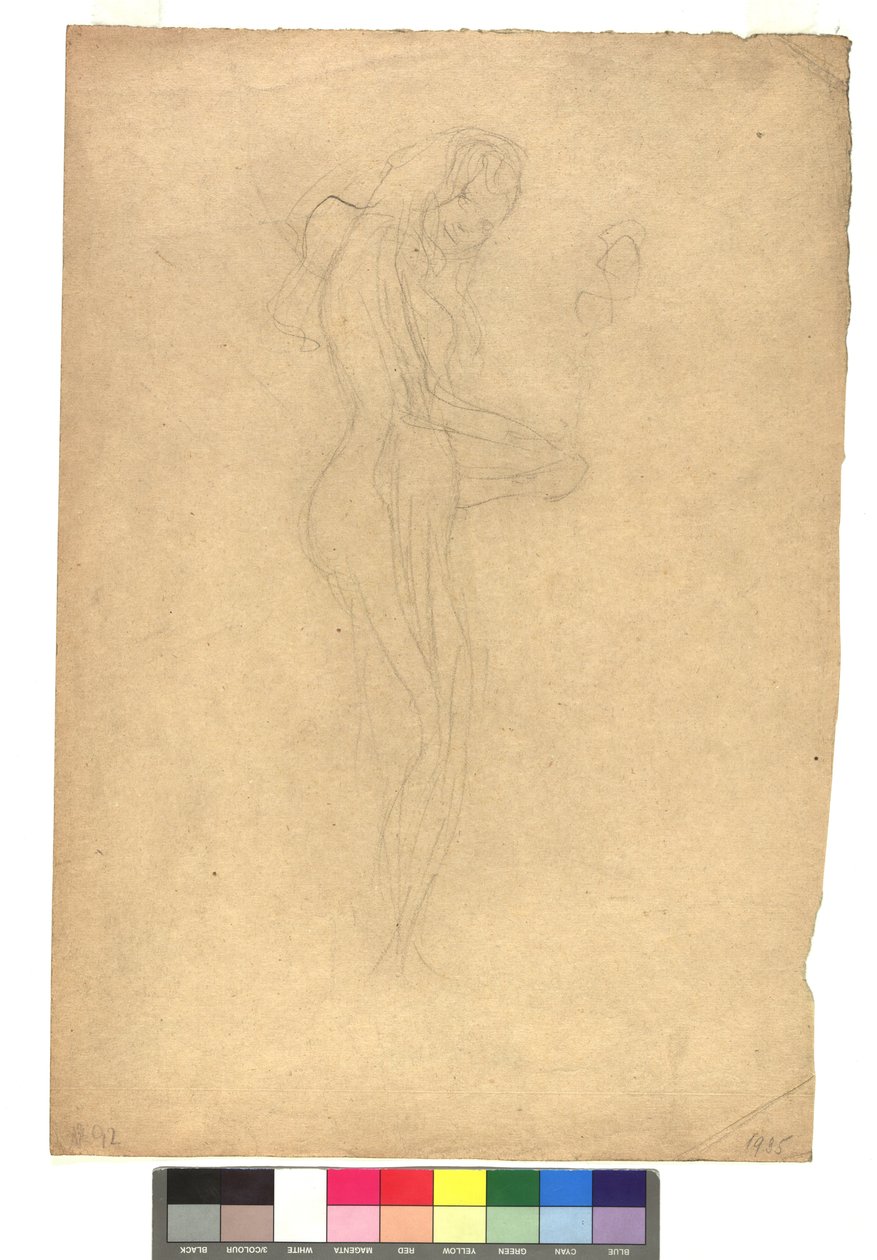 Stehender weiblicher Akt im Profil nach rechts od Gustav Klimt
