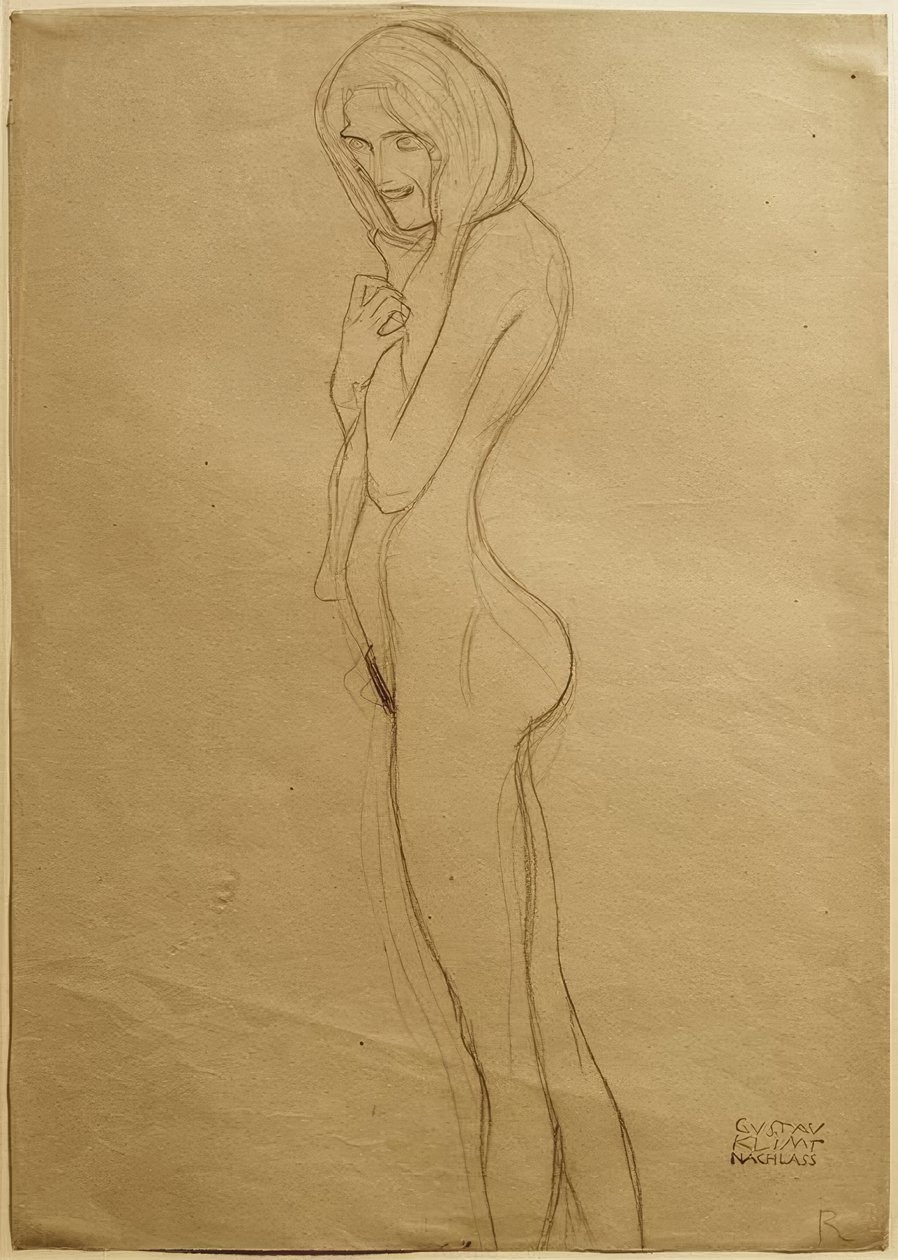 Studie pro levou gorgonu v Beethovenově vlysu od Gustav Klimt