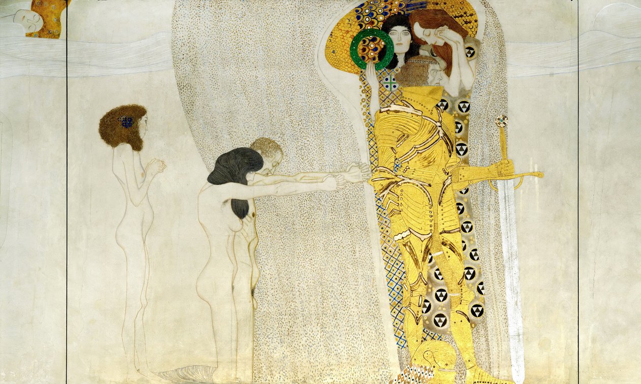 Beethovenův vlys, Detail: Rytíř v zářící zbroji, 1902 od Gustav Klimt