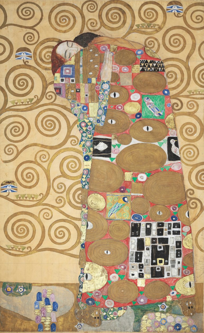 Stoclet Frieze, Detail: Fulfillment The Embrace, 1905-1909. od Gustav Klimt