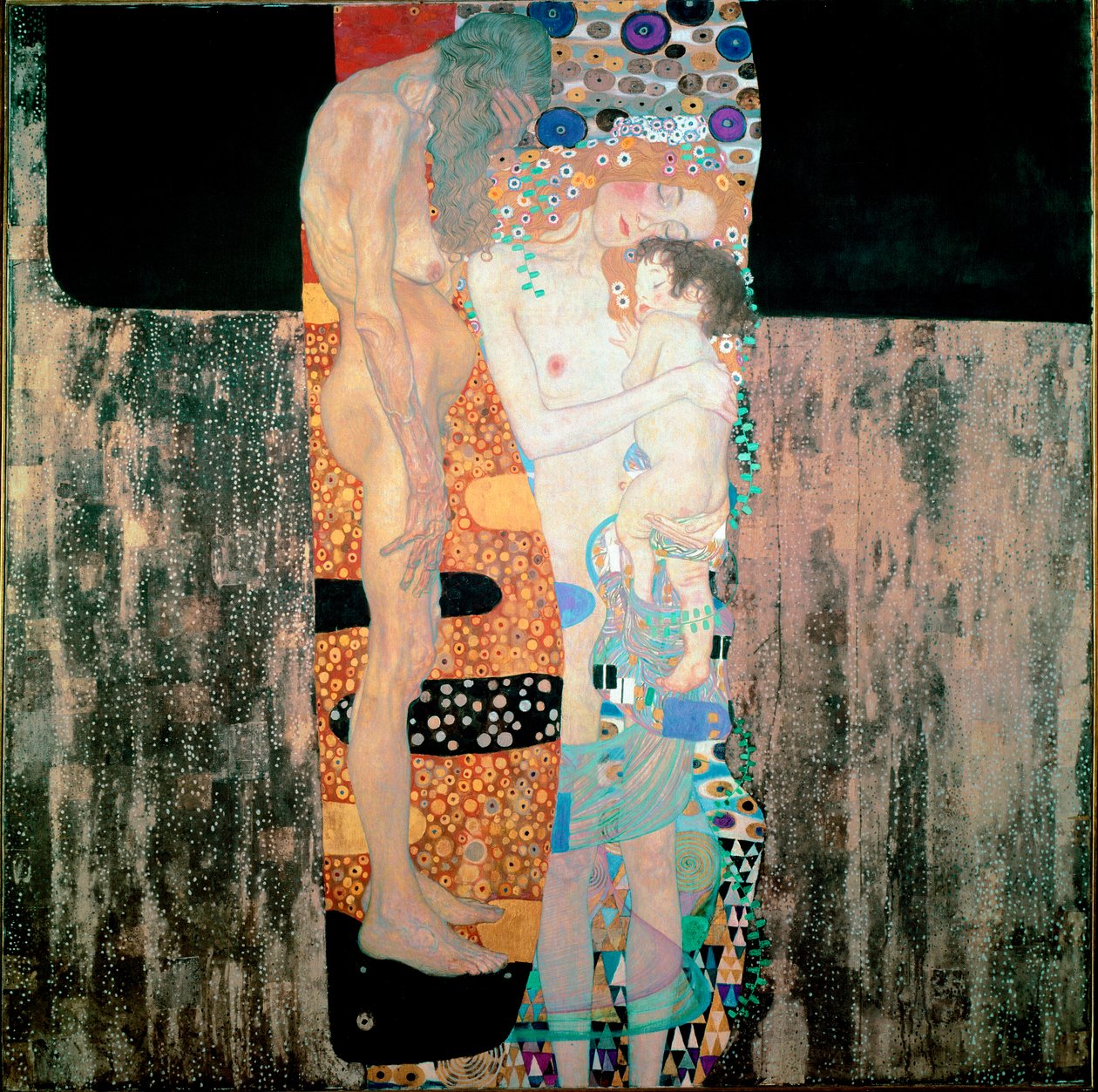 Tři věky ženy obraz Gustava Klimta (1862-1918) 1905 Rozm. 180x180 cm Řím, Galleria Nazionale d