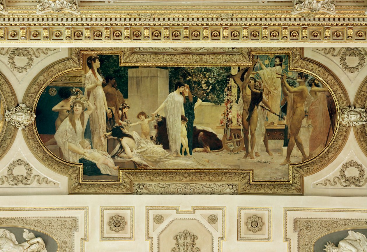 Vídeňský Burgtheater (Dvorní divadlo), nástropní freska, detail od Gustav Klimt