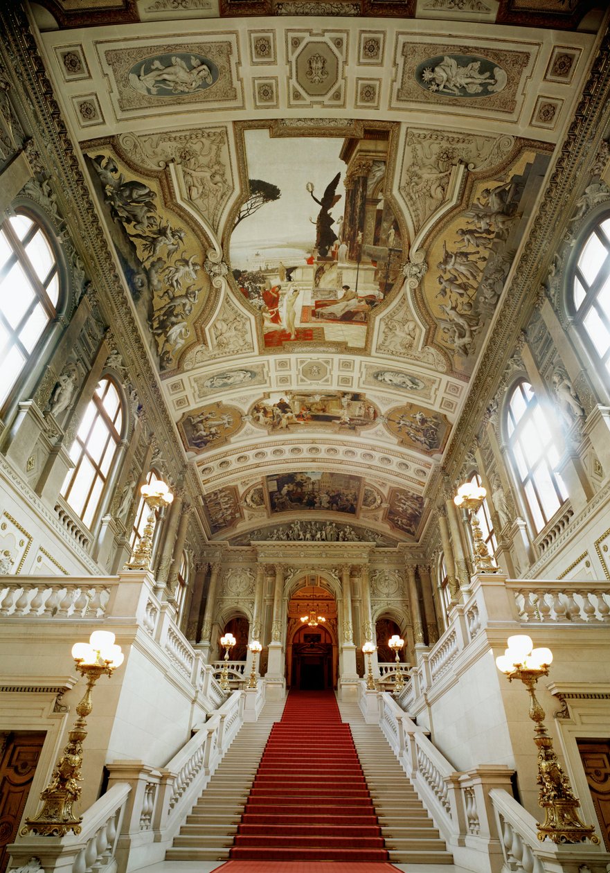 Vídeňské Burgtheater (Dvorní divadlo), schodiště (vlevo): Divadlo v Taormině (vlevo) od Gustav Klimt