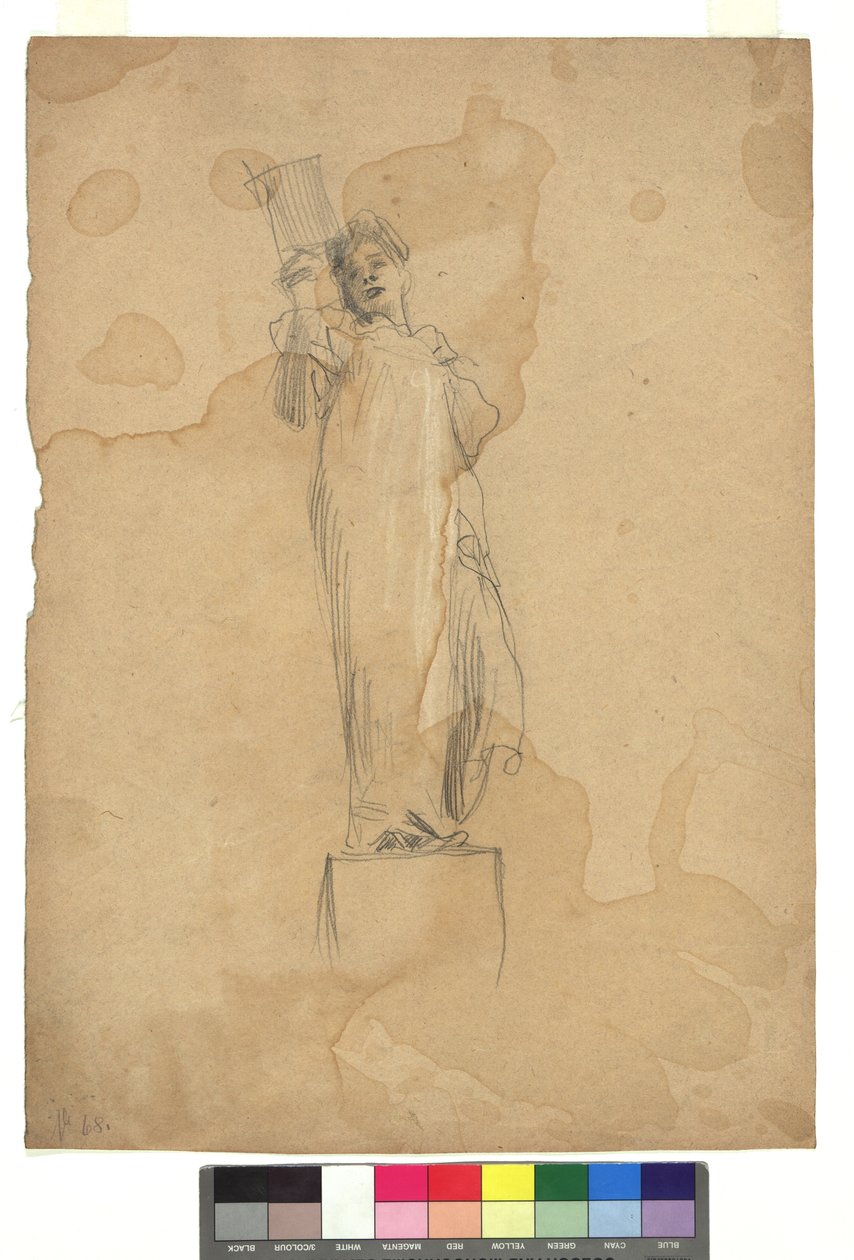 Weibliche Figur auf einem Sockel od Gustav Klimt