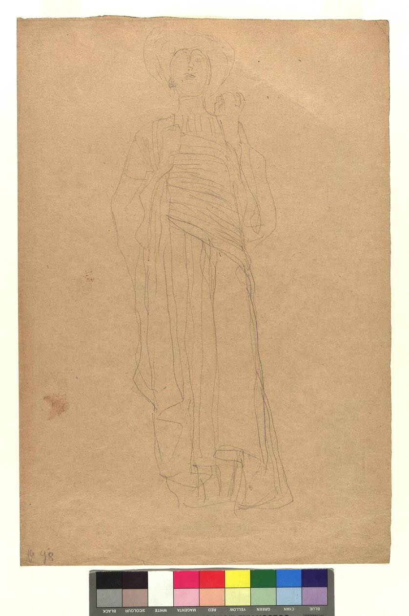 Weibliche Gestalt in langem drapierten Gewand od Gustav Klimt