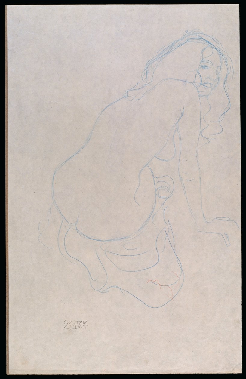 Žena nakloněná napravo s dlouhými vlasy, c.1910-11 od Gustav Klimt