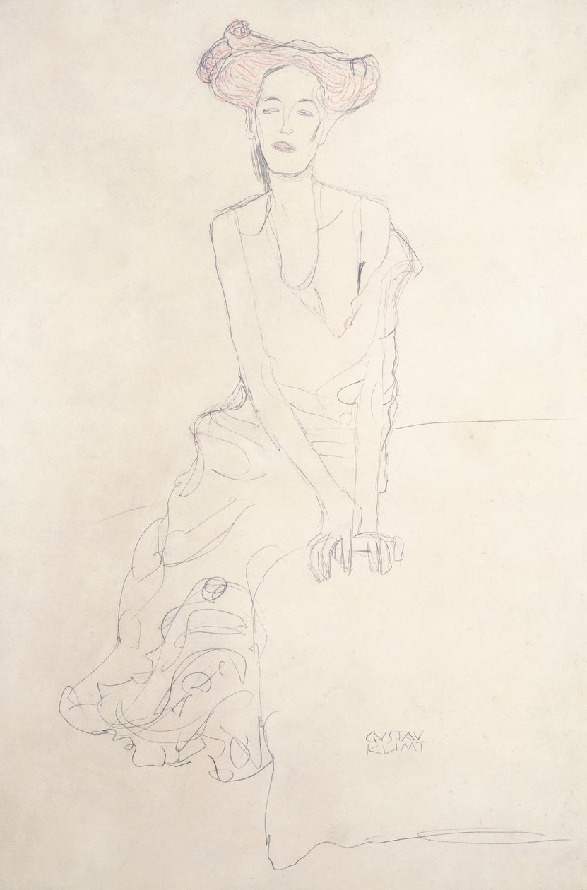 Mladá žena, podpírající se rukama od Gustav Klimt