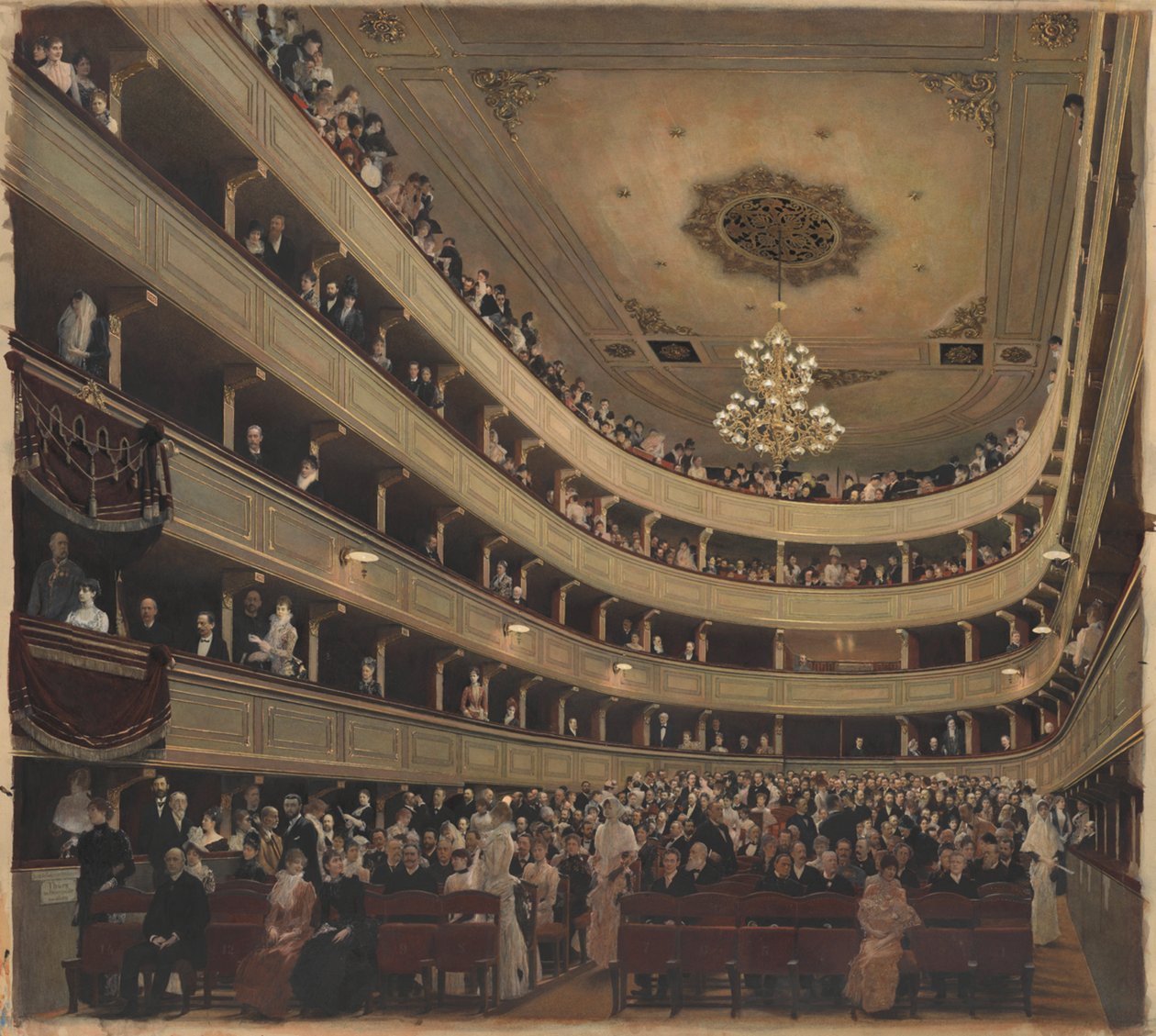 Hlediště ve starém Burgtheatru od Gustav Klimt