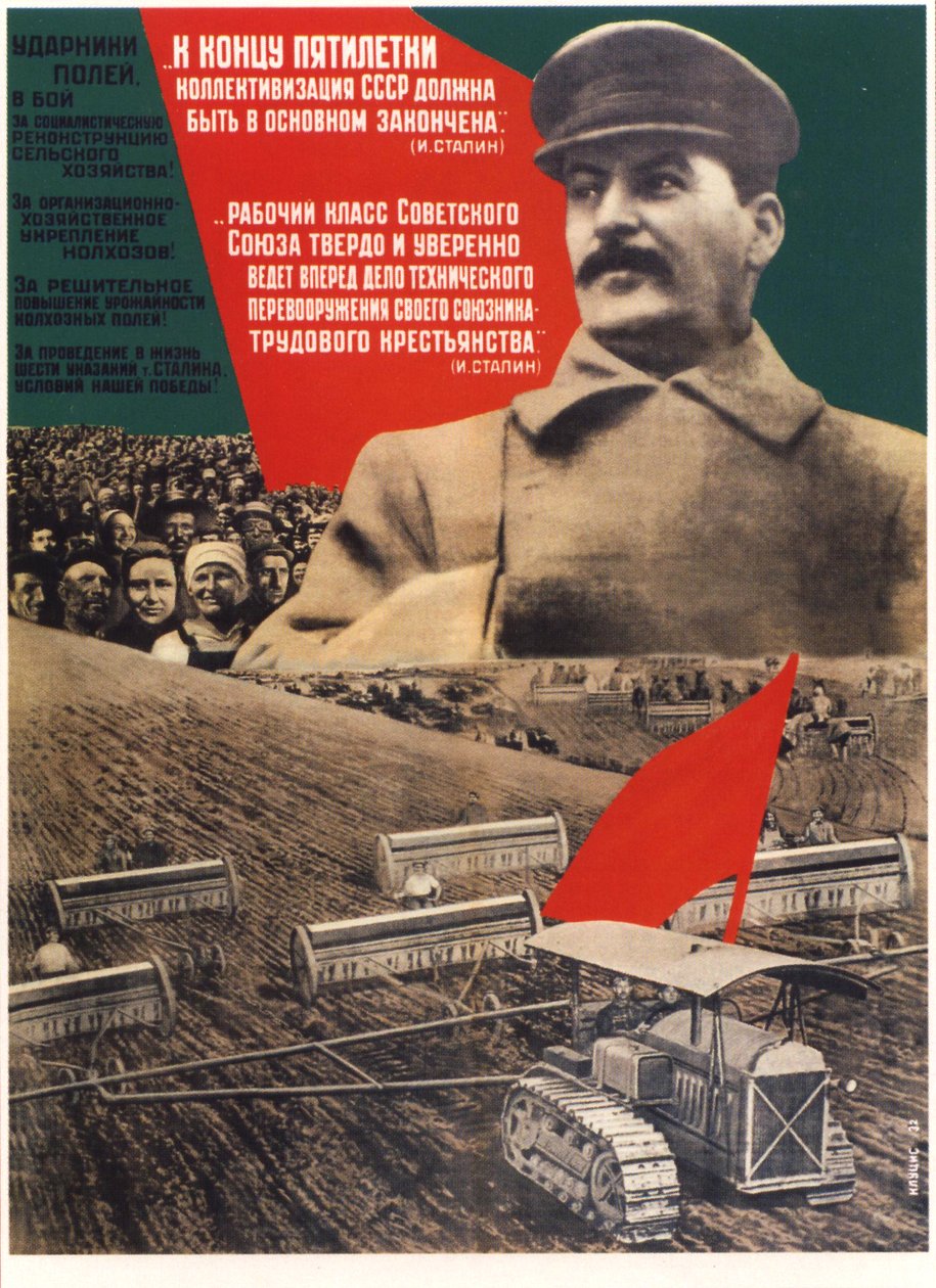 Do konce pětiletého plánu by měla být dokončena kolektivizace Plakát, 1932 od Gustav Klutsis